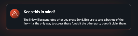 Send as a link warning